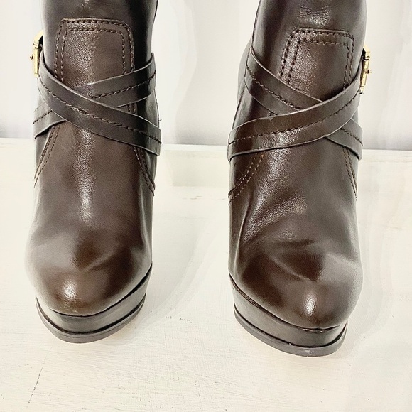 Michael Kors Stockard Platform Stiletto Brown Leather Ankle Booties, Size 7.5 - Picture 9 of 15